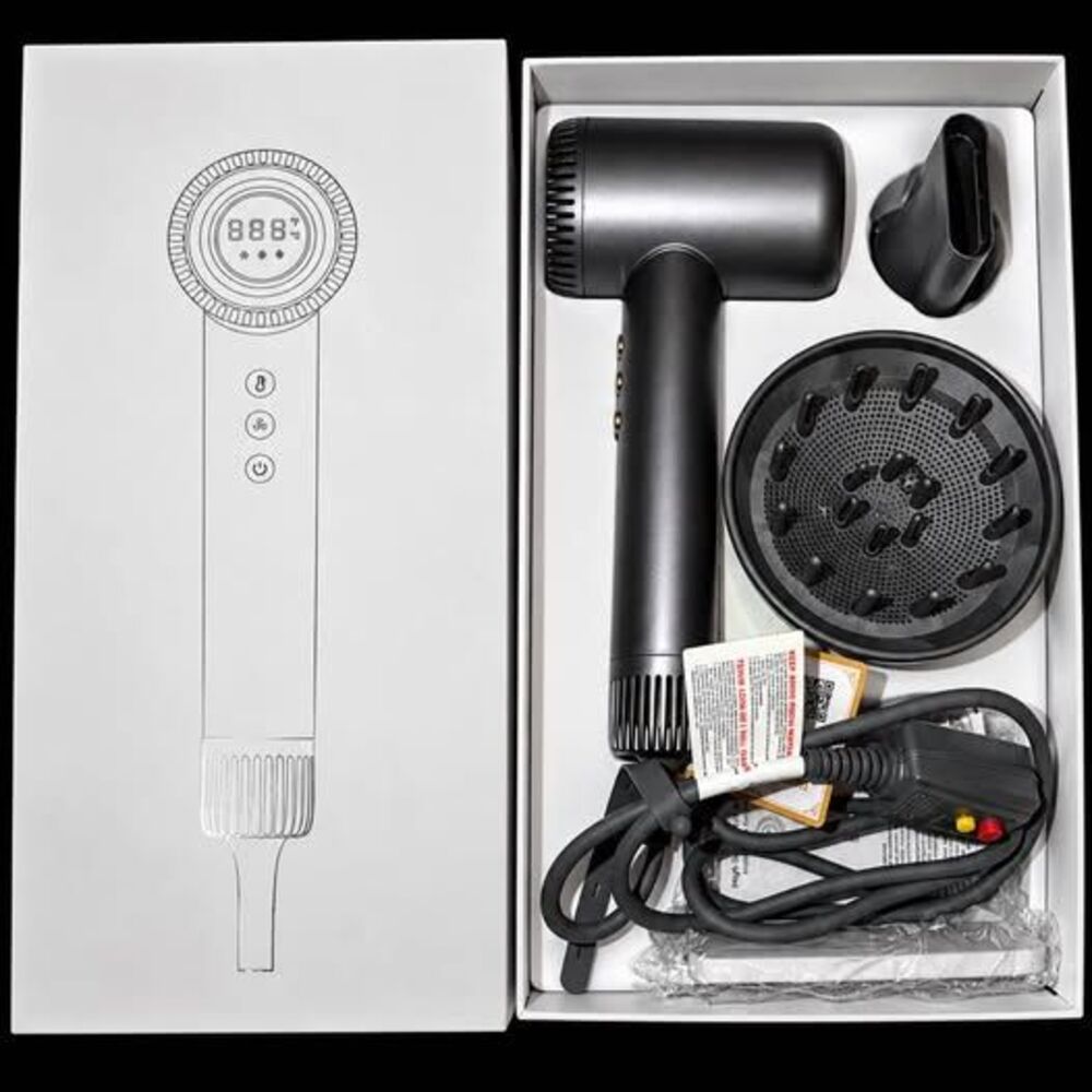 Ionic Hair Dryer with Digital Display and Diffuser